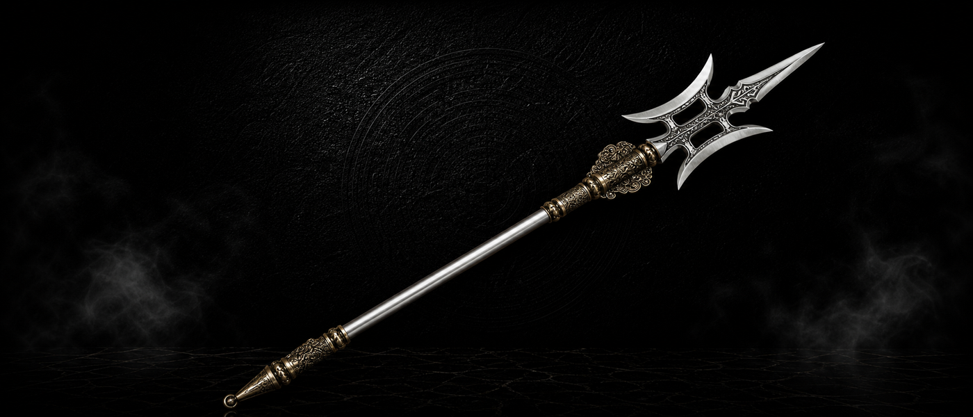 Celestial Three-Edge Miniature Spear - detail view - MythArc collectible