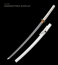Unsharpened White Dragonfly Collector Katana — 1065 Steel, Piano-Lacquer Saya — gallery image 1
