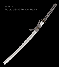 Unsharpened Blackened Collector Katana — Grey Ito, Silver-White Saya — gallery image 2