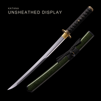 Unsharpened Folded Steel Collector Short Sword — Black Ito, Olive Saya — gallery image 1