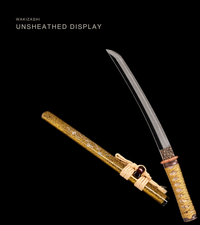 Unsharpened Golden Crow Wakizashi for Display – Clay-Tempered Steel — gallery image 3