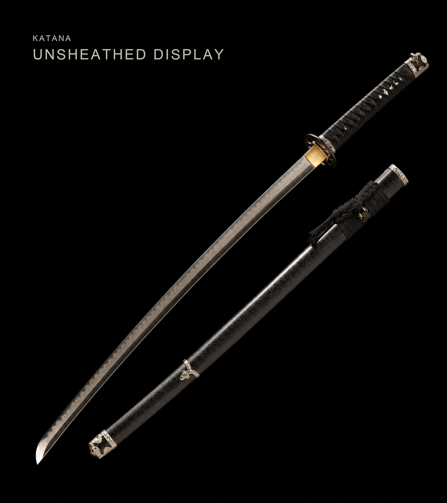 Unsharpened Curved-Tsuka Han-Tachi — Clay-Tempered T10, Alloy Fittings — view 1