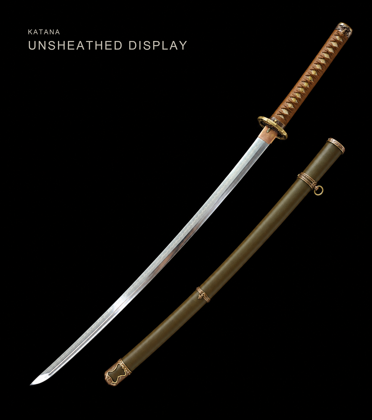 T10 Clay-Tempered Type 98 Sword — Tan Ito, Olive Iron Saya