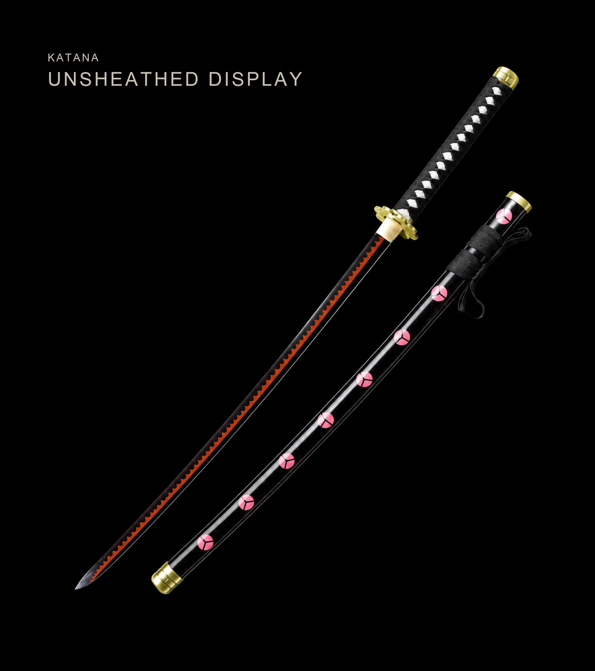 Orange-Blade Anime Katana — Pink-Blossom Saya, Plum Tsuba