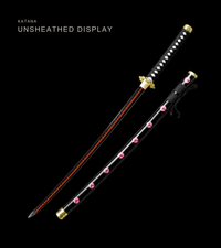 Unsharpened Orange-Finish Anime Collector Katana — Pink-Blossom Saya, Plum Tsuba — gallery image 1