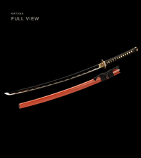 Unsharpened Rising Dragon Katana — Vermilion Saya, Gold Openwork Tsuba — gallery image 2
