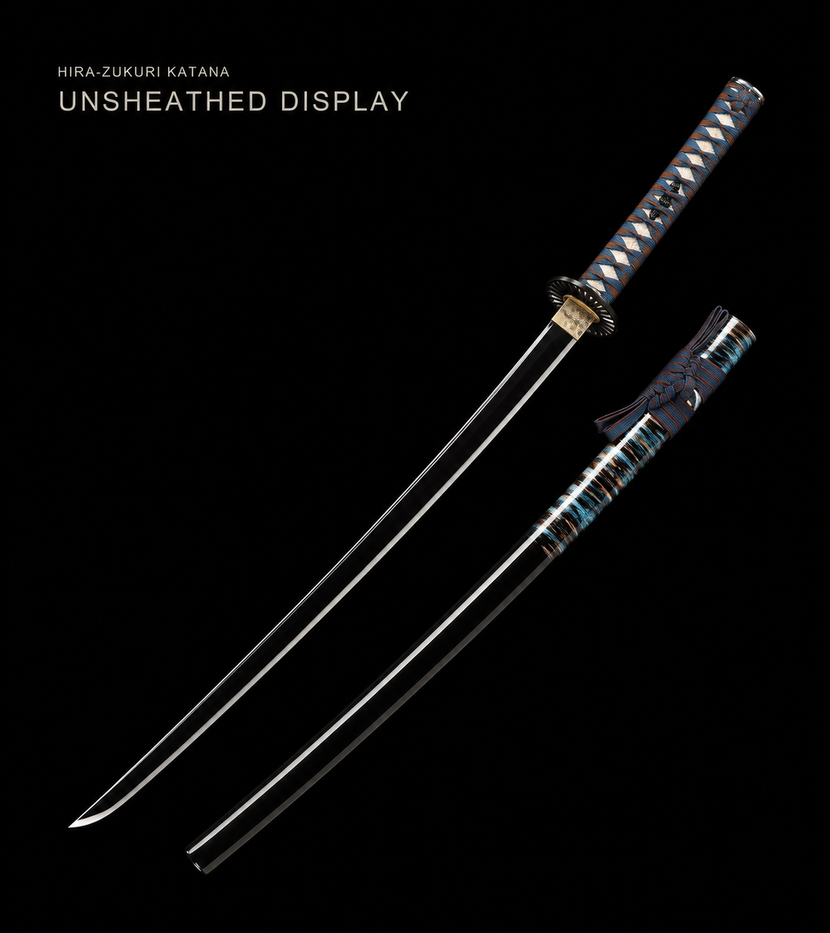 Unsharpened Hira-Zukuri Collector Katana — Carbon Steel, Plain Iron Mounts — view 1