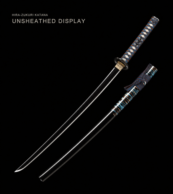 Unsharpened Hira-Zukuri Collector Katana — Carbon Steel, Plain Iron Mounts — view 1