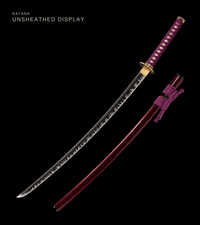 Unsharpened Copper-Mounted Collector Katana — 5160 Spring Steel, Cypress Lacquer Saya — gallery image 1