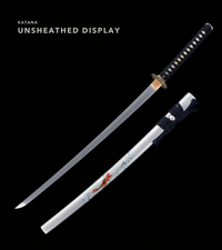 Unsharpened Twin-Fish Wave Collector Katana — 1065 Steel, Piano-Lacquer Saya — gallery image 1