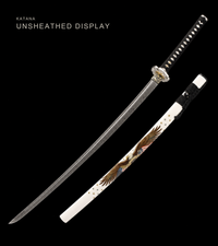 Unsharpened Twisted-Grain Katana — Folded T8, White Eagle Saya — gallery image 1
