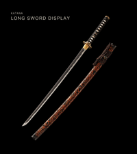 Unsharpened Daisho Set — Mirror-Polished 5160, Carved Red-and-Black Saya — gallery image 1