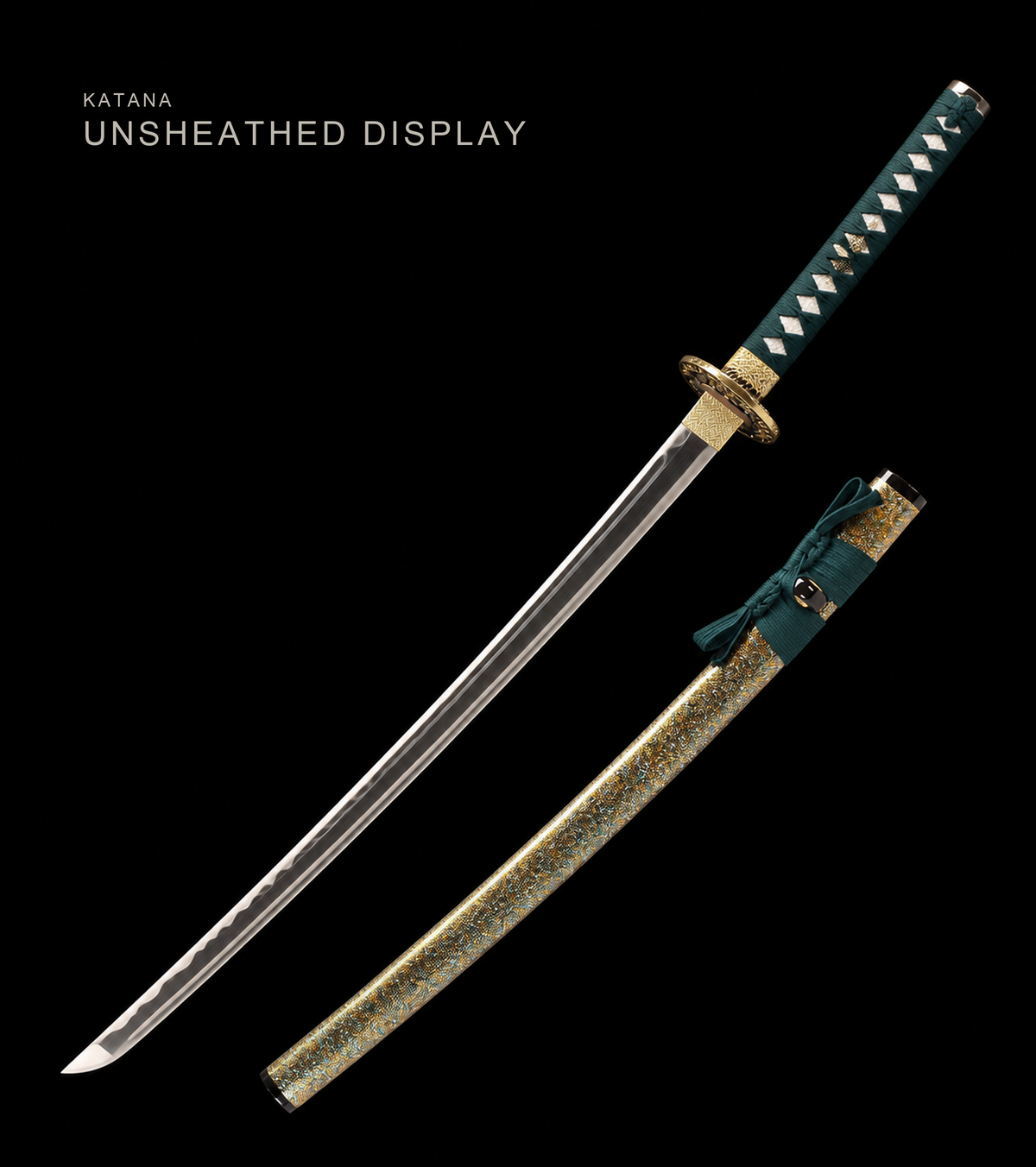 Unsharpened Pan Collector Katana — 45 Carbon Steel, Lacquered Hardwood Saya — view 1