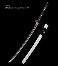 Unsharpened Gilt-Lion Collector Katana — Clay-Tempered T10, Lacquered Saya — gallery image 1