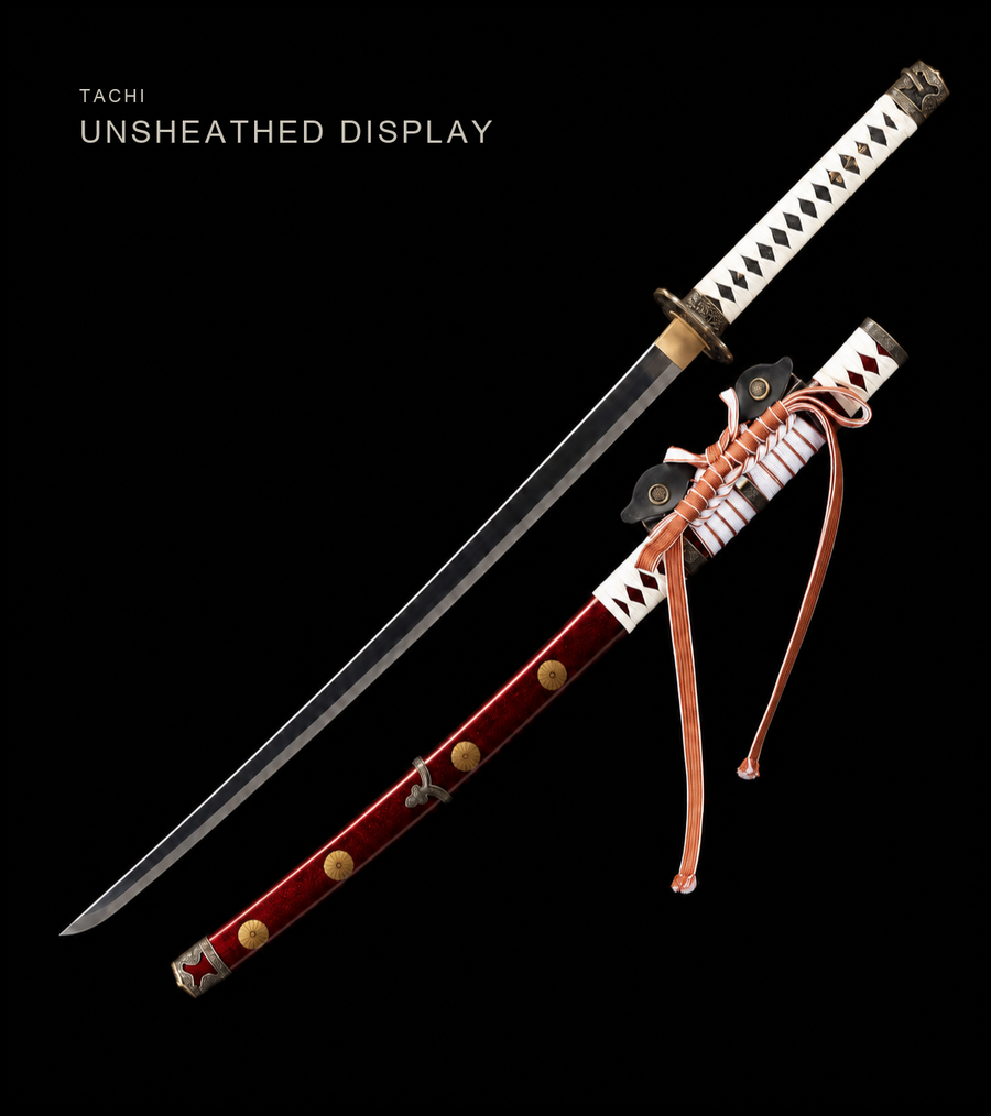 Unsharpened Collector Tachi — 5160 Spring Steel, Mirror Polish, Alloy Mounts — view 1
