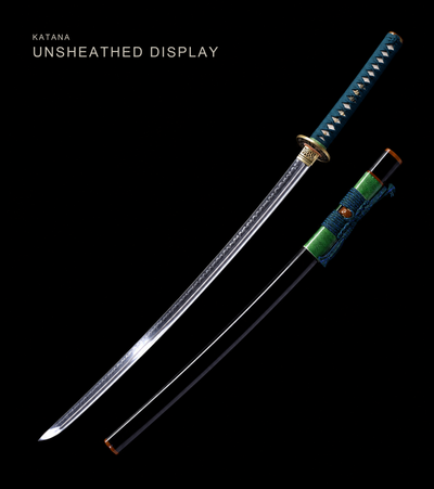 T10 Candle-Hamon Iaito — Teal Ito, Black Saya