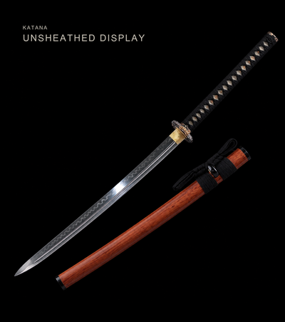 T10 Midare Short Sword — Black Ito, Wood Saya