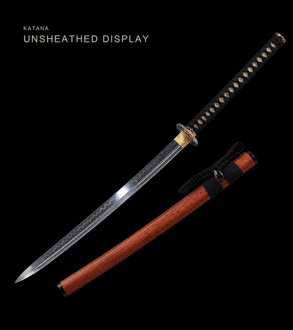 T10 Midare Short Sword — Black Ito, Wood Saya