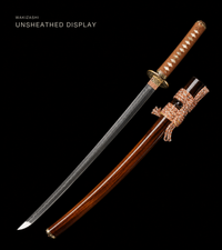 Unsharpened Bamboo Tiger Wakizashi for Display – Clay-Tempered T10 — gallery image 1
