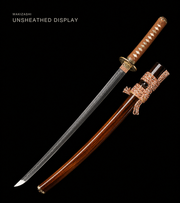 Unsharpened Bamboo-Tiger Collector Wakizashi — Clay-Tempered T10, Copper Fittings — view 1