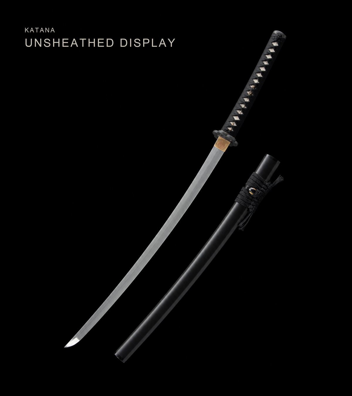 Unsharpened Black Sakura Collector Katana — 1065 Steel, Piano-Lacquer Saya — view 1