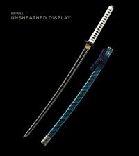 Unsharpened Mirror-Polished Collector Katana — High-Manganese Steel, Green-Bark Lacquer Saya — gallery image 1
