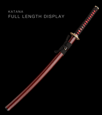 Unsharpened Collector Katana — Black Ito, Burgundy Lacquered Saya — gallery image 2