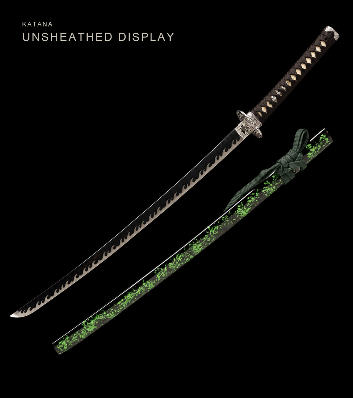 Unsharpened Bright-Polished Collector Katana — 5160 Spring Steel, Wild Rayskin Tsuka — view 1