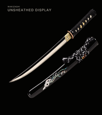 Unsharpened Shell-Inlay Wakizashi — Mirror-Polished 1065, Copper Fittings — gallery image 1