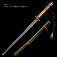 Unsharpened Kobuse Jigane Collector Type 98 Sword — Brown Ito, Olive Iron Saya — gallery image 1