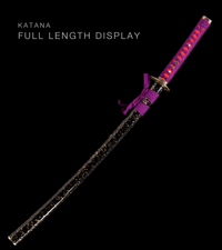 Unsharpened Patterned-Steel Collector Katana — Purple Ito, Gold-Fleck Saya — gallery image 2