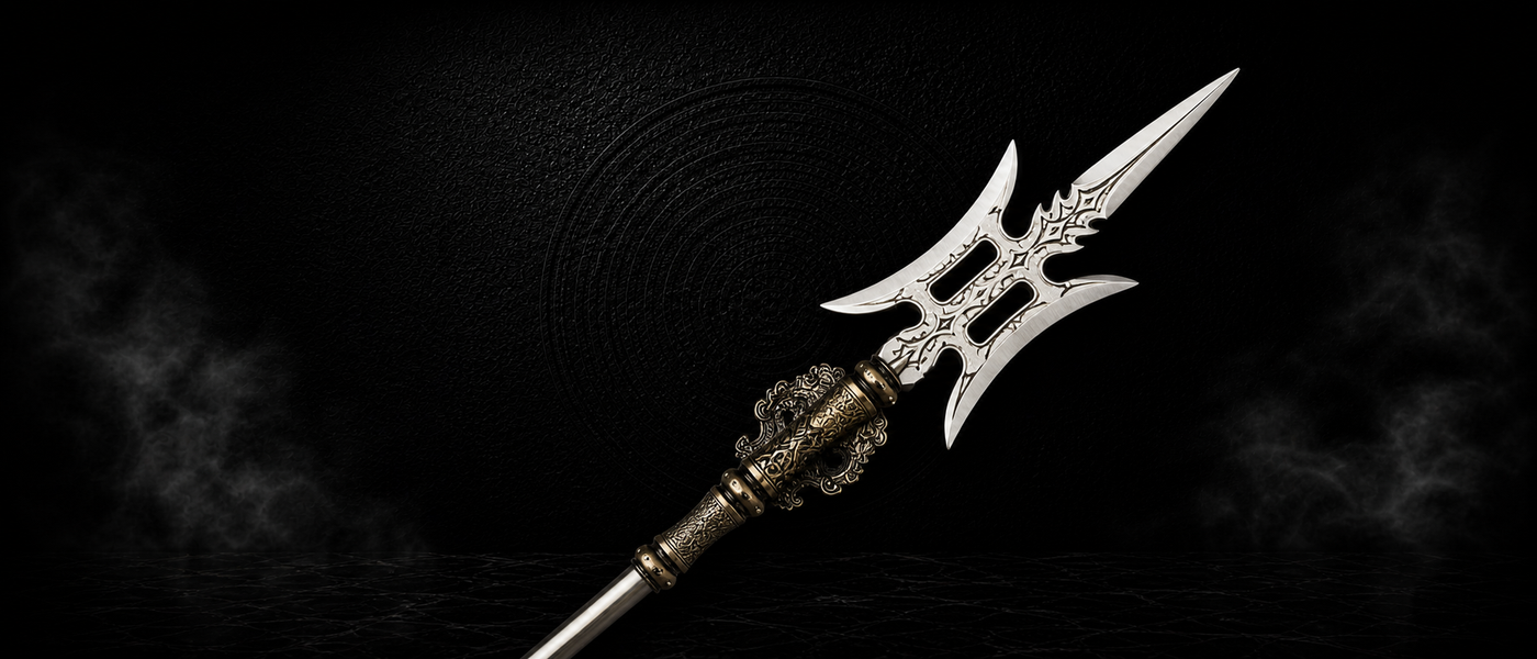 Celestial Three-Edge Miniature Spear - detail view - MythArc collectible