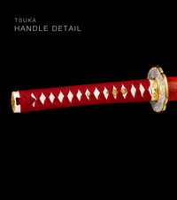 Unsharpened Blackened Collector Katana — Red Metallic Saya — gallery image 3