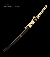 Unsharpened Chrysanthemum-Tsuba Collector Katana — Clay-Tempered T10, Lacquered Saya — gallery image 2
