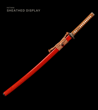 Unsharpened T10 Collector Katana — Red Saya, Tan Ito, Copper Fittings — gallery image 2