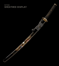 Unsharpened Eagle-Motif Katana — Mirror-Polished 5160, Black Lacquered Saya — gallery image 2
