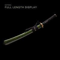 Unsharpened Folded Steel Collector Short Sword — Black Ito, Olive Saya — gallery image 2