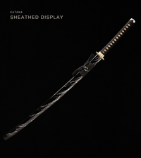 Unsharpened Drifting Shadow Katana — Streaked Black Saya, Copper Seppa — gallery image 2