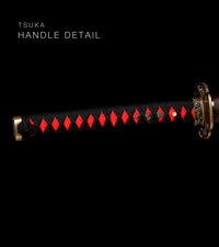Unsharpened Collector Katana — Black Ito, Burgundy Lacquered Saya — gallery image 3