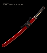 Unsharpened Red-Copper Collector Wakizashi — 1065 Steel, Pearl Rayskin Tsuka — gallery image 2
