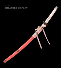 Unsharpened Deep-Curve Tachi — Patterned Steel, Coral Saya, Sakura Ito — gallery image 2
