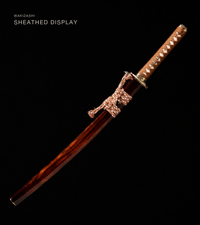 Unsharpened Bamboo Tiger Wakizashi for Display – Clay-Tempered T10 — gallery image 2