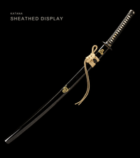 Unsharpened Mirror-Polished Katana — 5160 Spring Steel, Black Kamon Saya, Iron Tsuba — gallery image 2