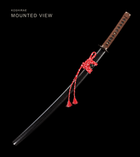 Unsharpened Dragonfly Collector Katana — Black Textured Saya, Brown Ito, Iron Tsuba — gallery image 2