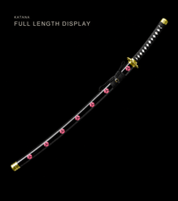 Unsharpened Orange-Finish Anime Collector Katana — Pink-Blossom Saya, Plum Tsuba — gallery image 2