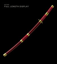 Unsharpened Red-Flame Anime Collector Katana — Red Ito, Gold Cross Tsuba — gallery image 2