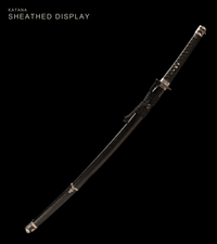 Unsharpened Han-Tachi Katana — Mirror-Polished 5160, Textured Black Saya — gallery image 2