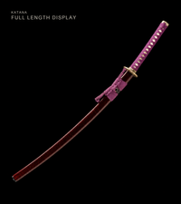 Unsharpened Copper-Mounted Collector Katana — 5160 Spring Steel, Cypress Lacquer Saya — gallery image 2