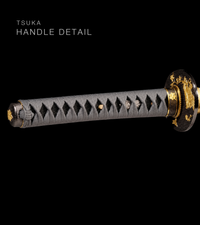 Unsharpened Blackened Collector Katana — Grey Ito, Silver-White Saya — gallery image 3