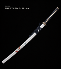 Unsharpened Twin-Fish Wave Collector Katana — 1065 Steel, Piano-Lacquer Saya — gallery image 2